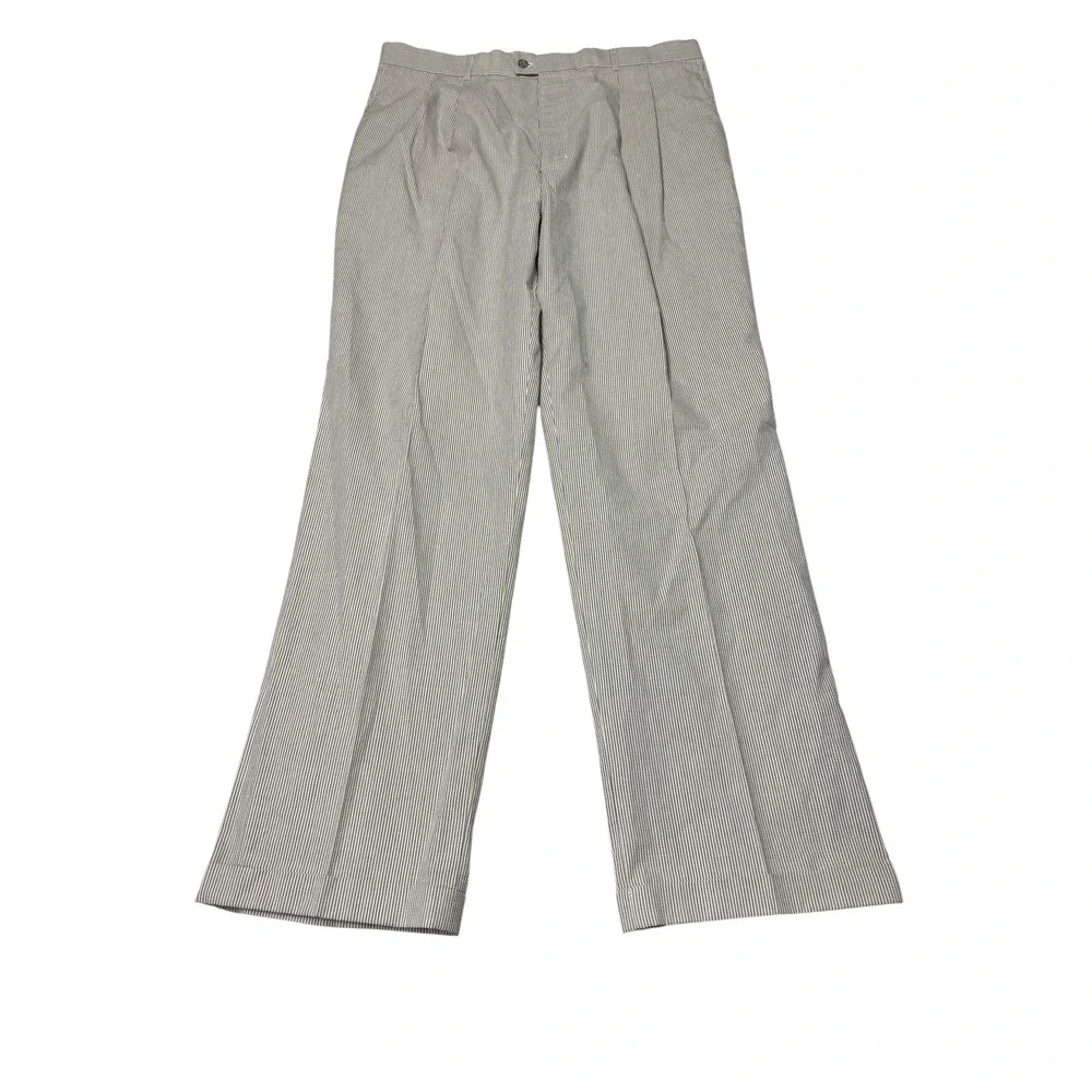 Vintage NWT AKA Eddie Bauer Mens Seersucker White‎ Striped Pleated Pants 40X34